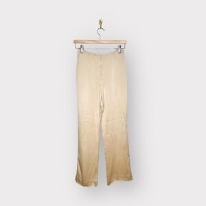 GIORGIO ARMANI Cream Beige Satin Straight Trouser Pants (Sz 42)